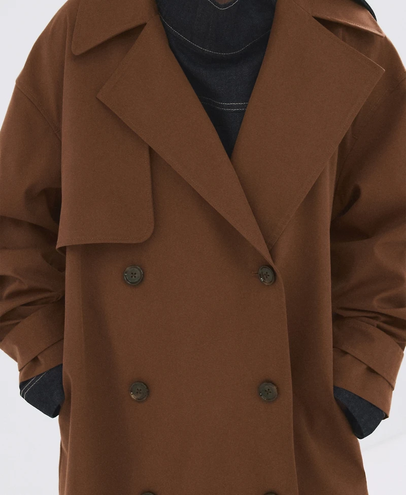 Mango Women's Long Double-Breasted Trench Coat