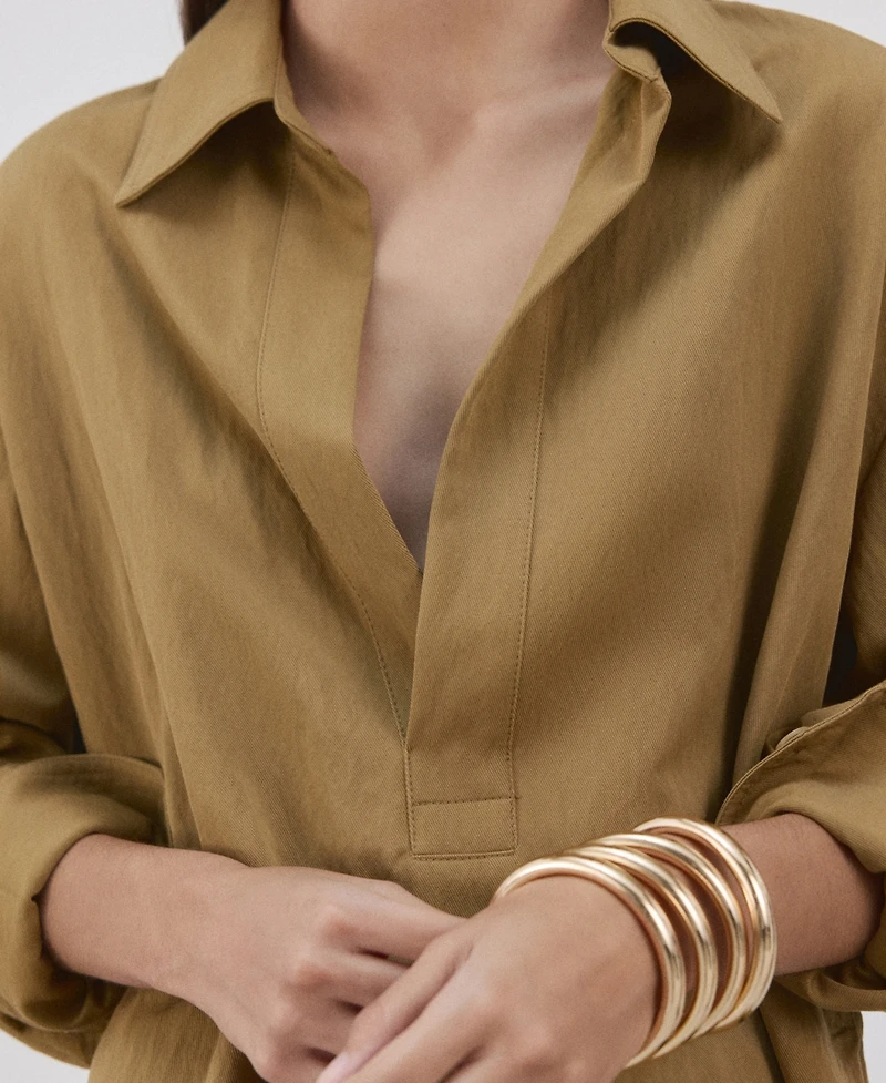 Mango Women's Collared Oversized Shirt