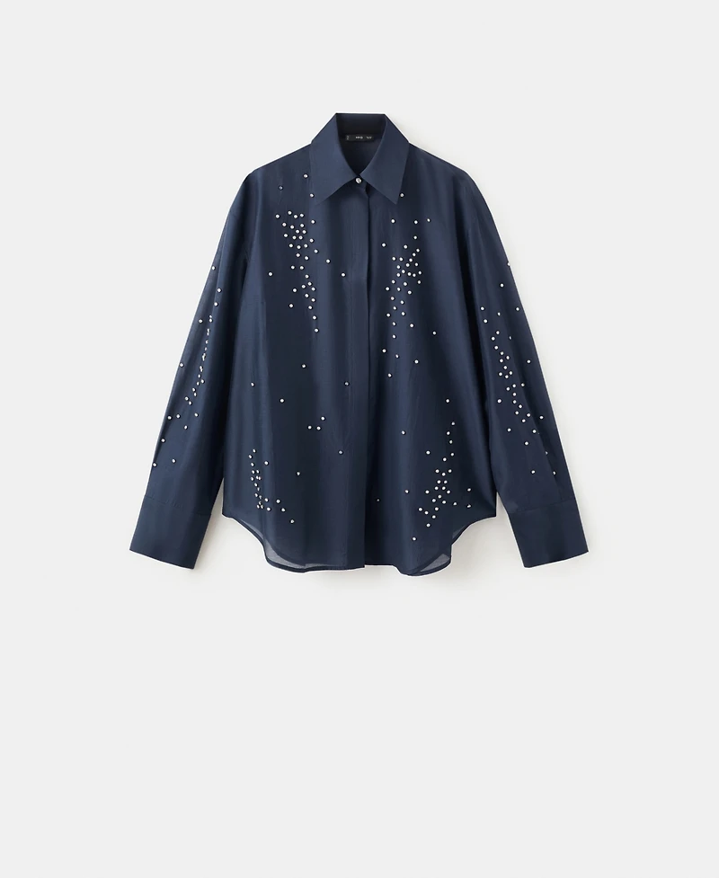 Mango Women's Rhinestones Lyocell Shirt