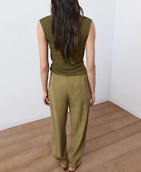 Mango Women's Combined Neckline Fine-Knit Top