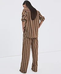 Mango Women's Pleated Striped Pants