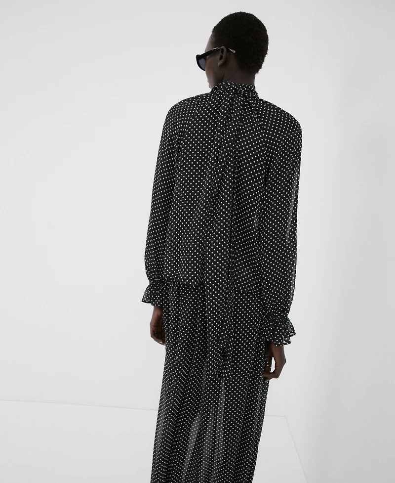 Mango Women's Polka-Dot High-Neck Blouse