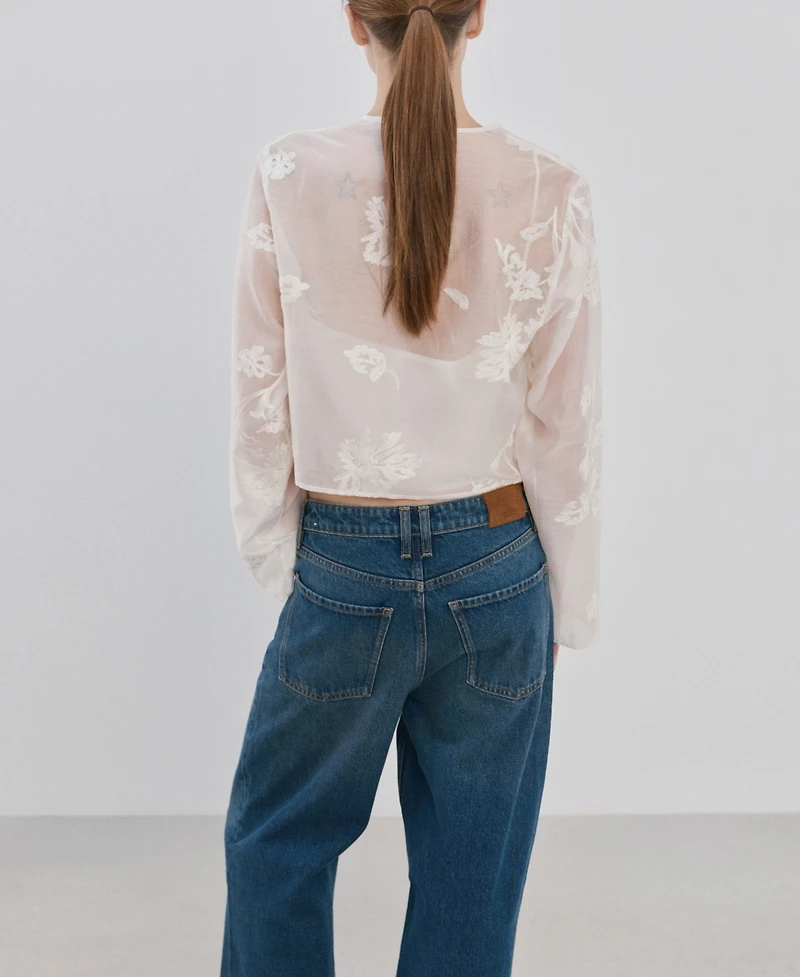 Mango Women's Floral Embroidery Lyocell Blouse