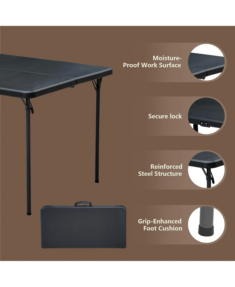 Decksplore 36 Inch Blow Molded Folding Table Compact Portable Fold Card Tables Desk Lightweight Design with Non for Home Patio Balcony Rv