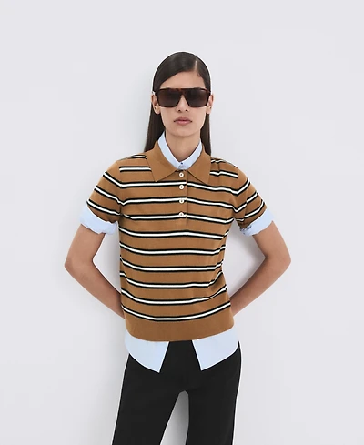 Mango Women's Striped Polo-Neck Sweater