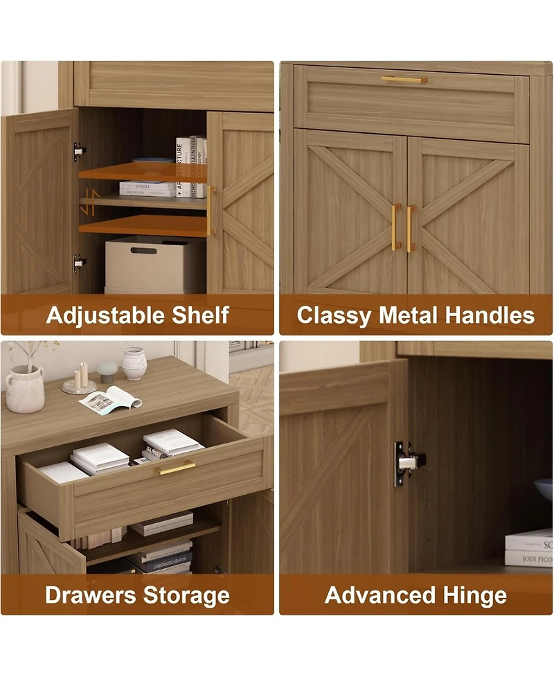 gaomon Buffet Sideboard Cabinet, Kitchen Storage with 1 Drawer and 2 Doors, Wood Coffee Bar with Adjustable Shelf