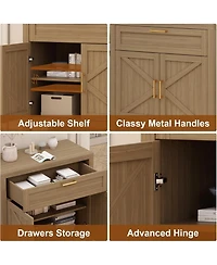 gaomon Buffet Sideboard Cabinet, Kitchen Storage with 1 Drawer and 2 Doors, Wood Coffee Bar with Adjustable Shelf