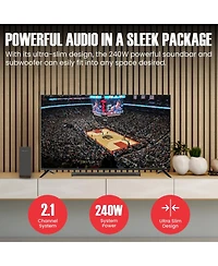 Audiosource 2.1 Soundbar, Wireless Subwoofer w/Dolby Atmos, Bluetooth Streaming for Smart Tv and Multi-Devices, Compact Design, 240W Max Output