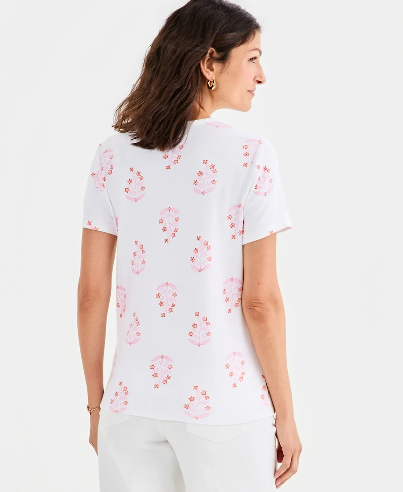 Style & Co Petite V-Neck Floret Patch Top, Macy's Exclusive