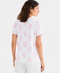 Style & Co Petite V-Neck Floret Patch Top, Macy's Exclusive