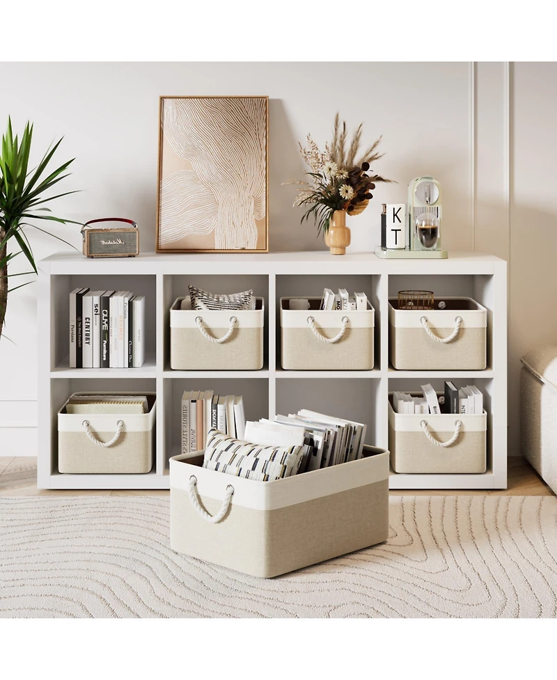 Sugift 4 Pack Collapsible and Stackable Plastic Storage Bins with Attached Lid