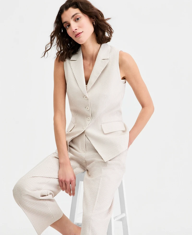 Jones New York Women's Sleeveless Button Front Lapel Vest
