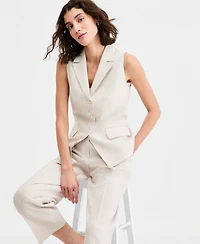 Jones New York Women's Sleeveless Button Front Lapel Vest