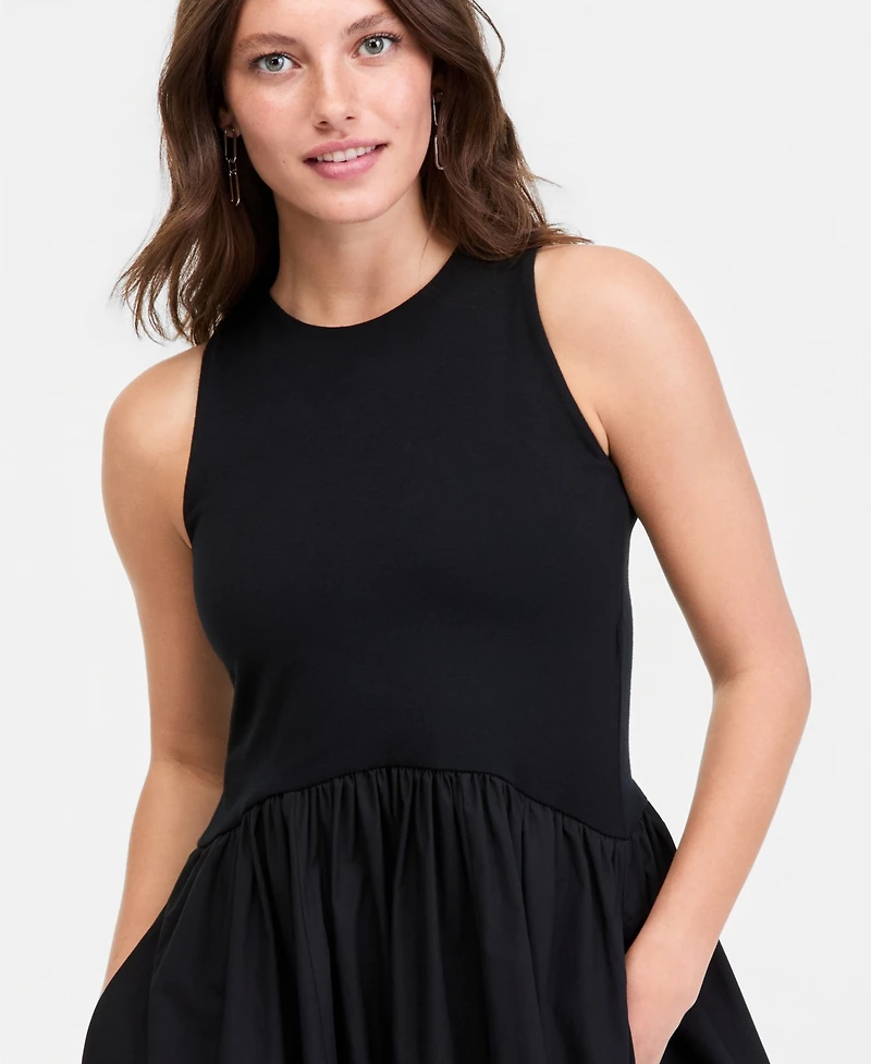 On 34th Women's Curved-Waist Mixed-Media Midi Dress, Macy's Exclusive