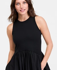 On 34th Women's Curved-Waist Mixed-Media Midi Dress, Macy's Exclusive