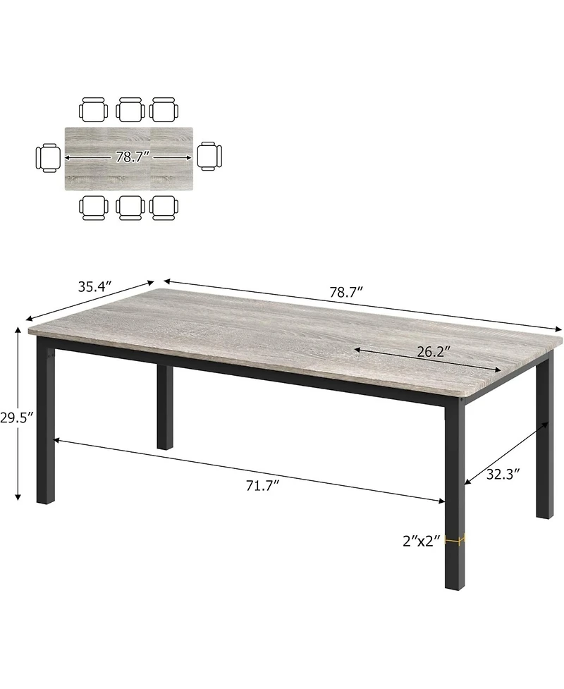 gaomon Industrial Modern Dining Table for 6-8, Large Rectangular Table, Metal Legs, Extendable, Family Room