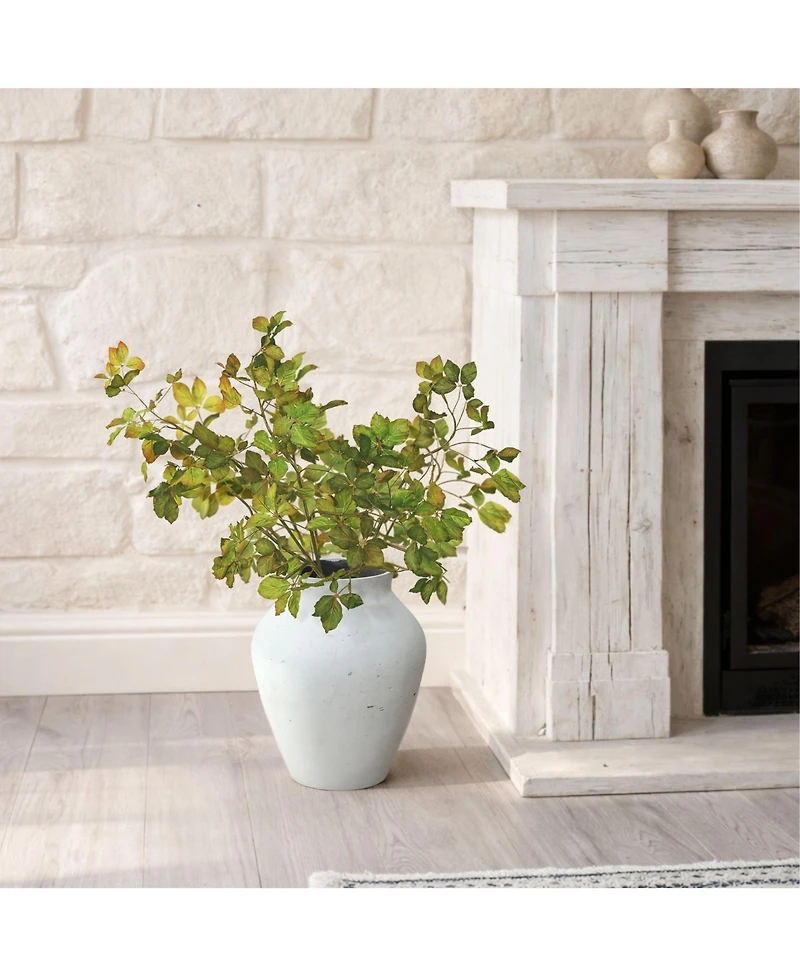 LuxenHome Antique White Cement Vase, 15.75" Tall, Decorative Accent for Floor and Tabletops