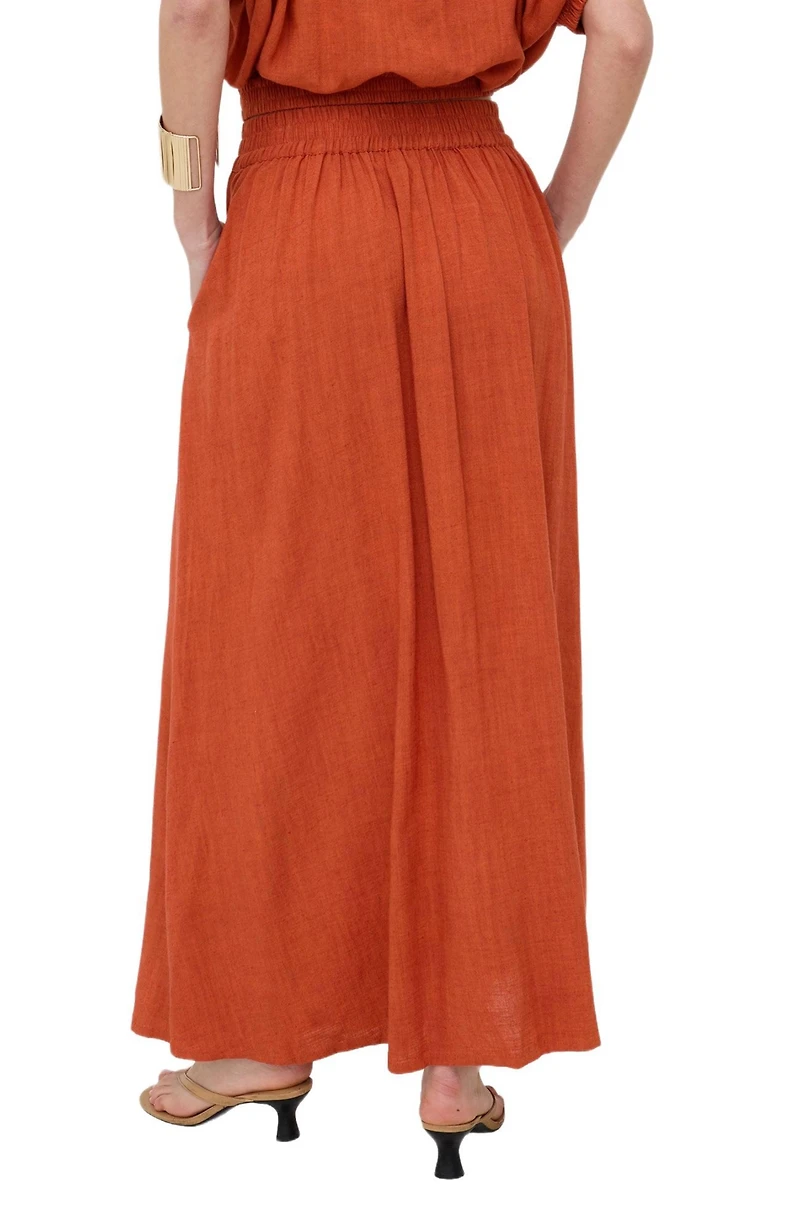 Raffya Women's Sesame Elasticated Waist Maxi Skirt