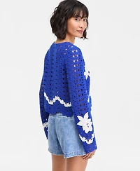 On 34th Women's 3D Flower Crochet Sweater, Macy's Exclusive