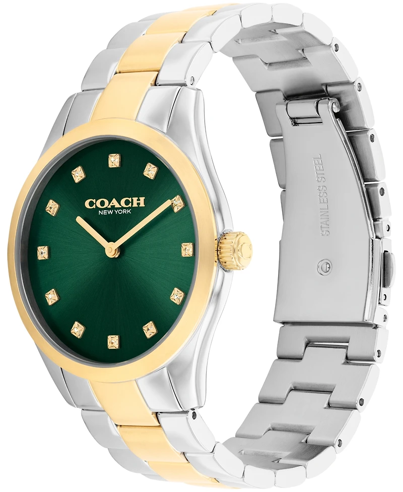 Coach Women's Brooks Two Tone Stainless Steel Bracelet Watch, 36mm