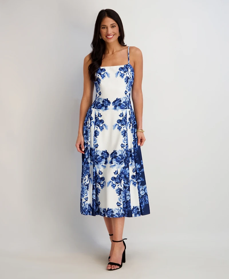 Siena Women's Printed Square Neck Midi Dress