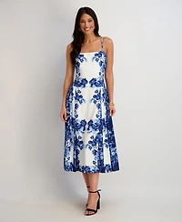 Siena Women's Printed Square Neck Midi Dress