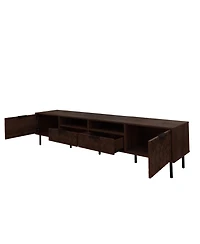 sumyeg Modern Tv Stand for TVs with Closed Storage & Cable Management, Soft-Closing Hinges, Iron Legs for Living Room