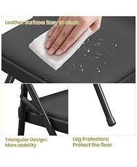 gaomon Folding Chairs, Pu Leather Upholstered Foldable Chairs Set, Soft Cushioned Chairs with Metal Frame