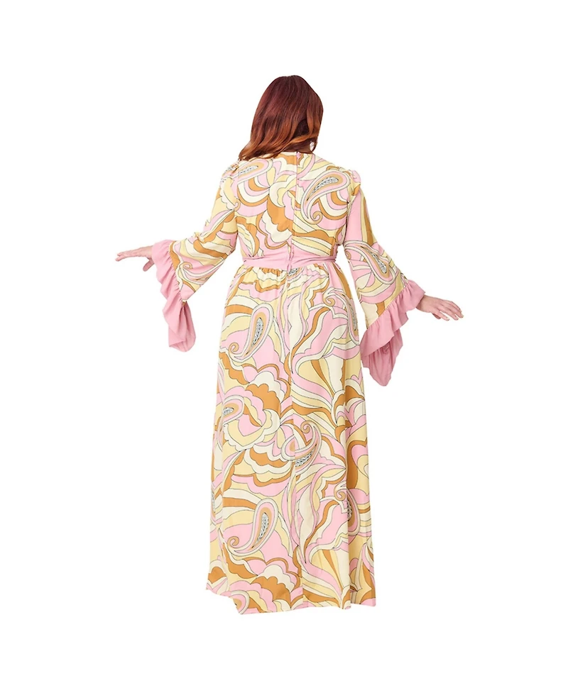 Unique Vintage Plus Long Sleeve Empire Waist Maxi Dress