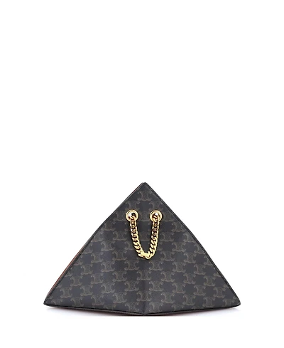 Pre-Owned Celine Pyramid Chain Shoulder Bag Triomphe Coated Canvas
