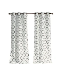 Kate Aurora Extra Long Fallon 2 Piece Sheer Lattice Design Grommet Top Window Curtain Panels - 112 in.