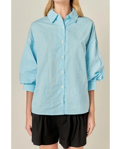 English Factory Women's Striped Button Down Shirt