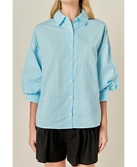English Factory Women's Striped Button Down Shirt