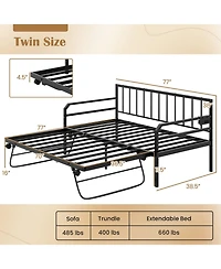 Sugift Adjustable Metal Daybed with Charging Station and Led Light