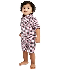 Tommy Hilfiger Baby Boys' Seersucker Check Cabana Shirt and Shorts, 2-Piece Set