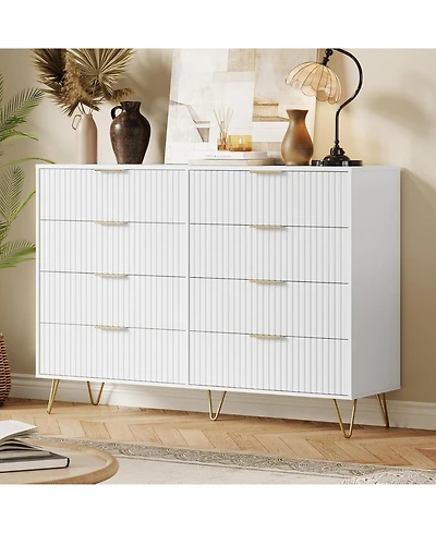 gaomon Dresser for Bedroom with 8 Drawers,55'' Wide Modern Chest of Wooden Metal Handle,Clothes Storage Organizer,Dresser Tv Stand