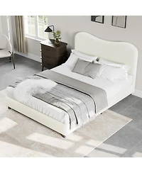 gaomon Boucle Bed Frame with Upholstered Headboard
