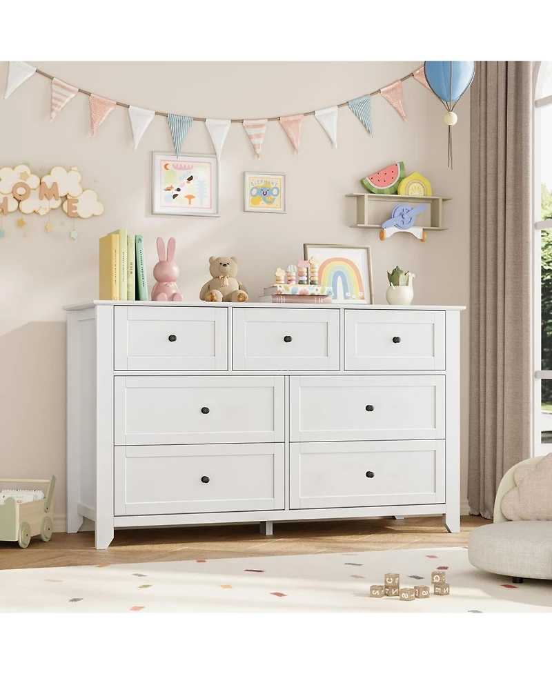 gaomon 7 Drawer Dresser for Bedroom, 54" Wide Large with Deep Drawers & Metal Knobs, Modern Wooden Chests of Entryway
