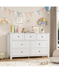 gaomon 7 Drawer Dresser for Bedroom, 54" Wide Large with Deep Drawers & Metal Knobs, Modern Wooden Chests of Entryway