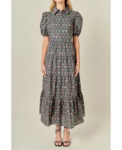 English Factory Women's Print Button Up Maxi Dress