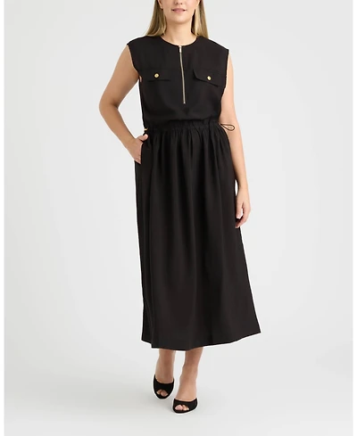 Ellen Tracy Women's Color Block Zip Front Dress