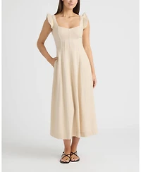 Ellen Tracy Women's Linen Dress with Contrast Pipping