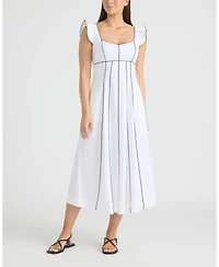 Ellen Tracy Women's Linen Dress with Contrast Pipping