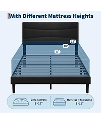 gaomon Bed Frame with Headboard, Velvet Upholstered Platform Bed Frame No Box Spring Needed with Under-Bed Storage and Strong Wood Slats Support