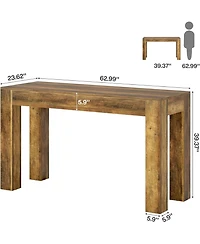 Tribesigns 63" Rectangular Dining Table, Rustic Wooden Kitchen Table with 4 Sturdy Legs