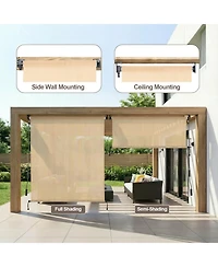 Aoodor Patio Roller Shade x 8 ft Hdpe Fabric Outdoor Cordless Roll Up with Uv Protection, Blinds