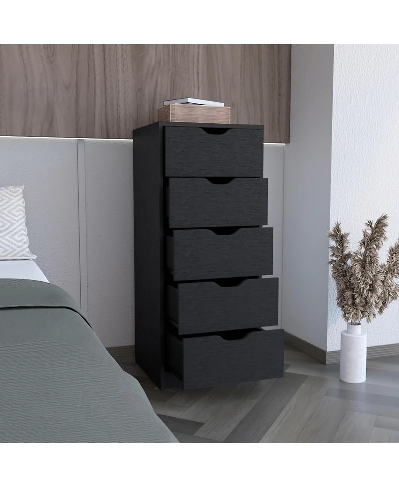 flynama Black 5-Drawer Tall Dresser with Pull-Out Storage System