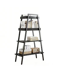 Yigii Ladder Shelf 4 Tier Wood Metal Frame Bookshelf Display Plant Stand Storage