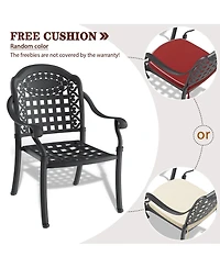 Clihome Cast Aluminum Patio Chairs Set of 2 Dining Chairs with Random Color Cushions