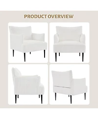 gaomon Modern Accent Chair - Mid-Century Linen Fabric Living Room Armchair Single Sofa Upholstered Comfy Reading Chair Accent Chair